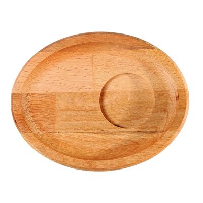Biradlı GRV-1822 Oval Ahşap Kahve Sunum Altlığı - 1