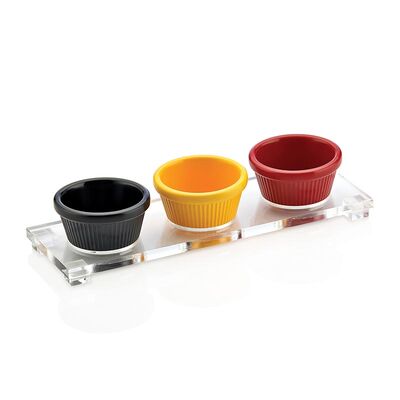 Biradlı GRV-889 Şeffaf Tabanlı Sosluk Standı, 3'lü, 25x8 cm, 7 cm - 1