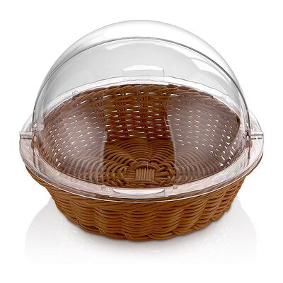 Biradlı GRV-78 Sepetli Yuvarlak Polikarbon Rolltop Teşhir Standı, 41x30 cm - 1
