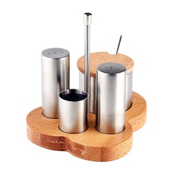 Biradlı GRV-246 Standlı Tuzluk Baharatlık Takımı, 4'lü, 15x2.5 cm - Biradlı