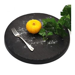 Biradlı BRD-16928 Tarako Yuvarlak Sunum Tepsisi, 42x42x3 cm, Siyah - Biradlı