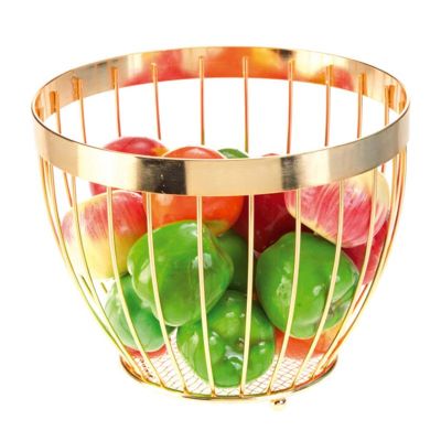 Biradlı HW126 Tel Meyve Sunum Kasesi, 20x15 cm, Altın - 1