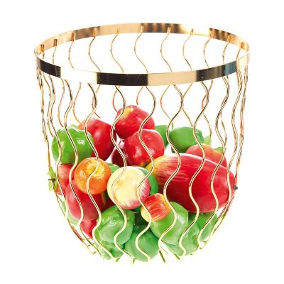 Biradlı HW185 Tel Meyve Sunum Kasesi, 25x26 cm, Altın - 1