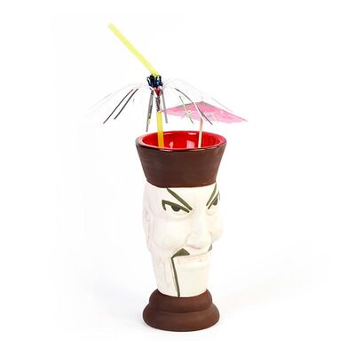 Biradlı GRV-20201 Seramik Tiki Mug Kokteyl Bardağı, 300 cc, 8x17 cm - 1