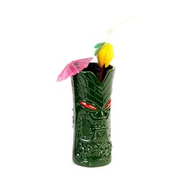Biradlı GR-20221 Seramik Tiki Mug Kokteyl Bardağı, 350 cc, 8x17, 5 cm, Yeşil - Biradlı