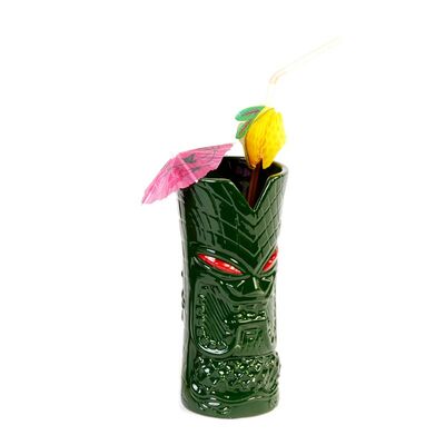Biradlı GR-20221 Seramik Tiki Mug Kokteyl Bardağı, 350 cc, 8x17, 5 cm, Yeşil - 1