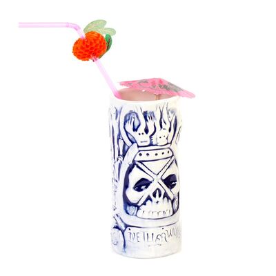 Biradlı GRV-20203 Seramik Tiki Mug Kokteyl Bardağı, 380 cc, 8x17 cm, Mavi - 1