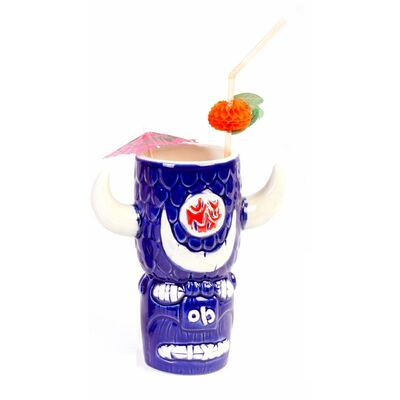 Biradlı GRV-20215 Seramik Tiki Mug Kokteyl Bardağı, 610 cc, 8x18, 5 cm, Mavi - 1