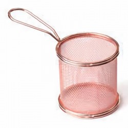 Biradlı YQ-02 Round Potato Presentation Basket, 9x8.5 cm, Copper - Biradlı