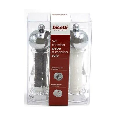 Bisetti Capri Krom Topuzlu Tuz ve Karabiber Değirmen Seti, 16.5 cm - 1