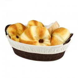 Bora Plastik Bread Basket, Straw Patterned, Oval, Cloth Covered, 28 cm - Bora Plastik