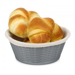 Bora Plastik Bread Basket, Straw Patterned, Round, Cloth Covered, 19.5 cm - Bora Plastik