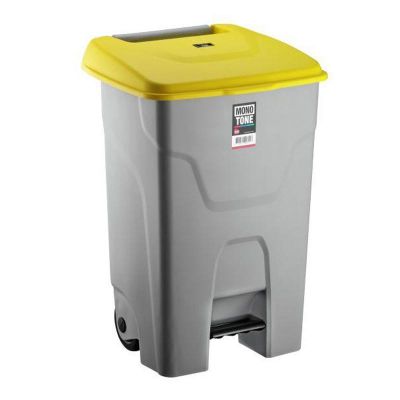 Bora Plastik Çöp Kovası, Pedallı, 80 L, Gri - 1