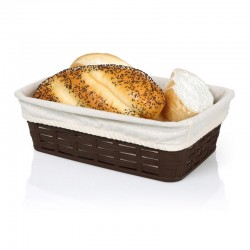 Bora Plastik Cornered Bread Basket with Wicker Pattern, Cloth Covered, 15.5x22.5 cm - Bora Plastik