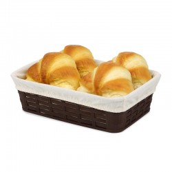 Bora Plastik Cornered Bread Basket with Wicker Pattern, Cloth Covered, 17.5x25.5 cm - Bora Plastik