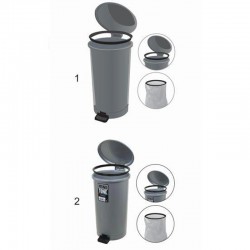 Bora Plastik Deep Waste Bin with Pedal, No: 2, 21.4 L, Grey - 2
