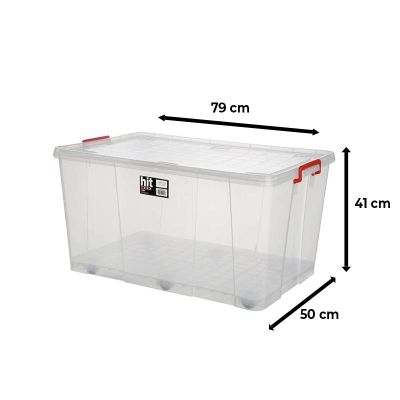 Bora Plastik Hit Box Wheeled Safe Box, 120 L, Clear - Bora Plastik