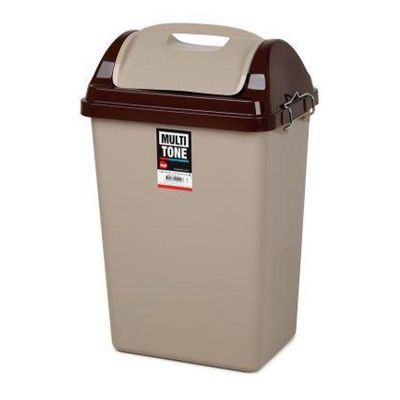Bora Plastik İtmeli Çöp Kovası, Köşeli, No: 4, 36 L, Kahverengi - 1