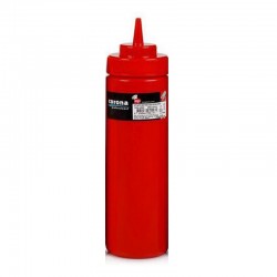 Bora Plastik Ketchup Bottle with Wide Lid, 700 ml, Red - Bora Plastik