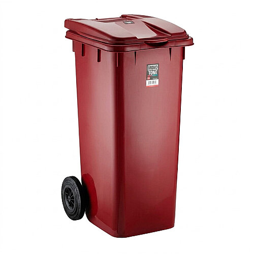 Bora Plastik Mono Tone Çöp Kovası, 120 L, Kırmızı - Bora Plastik