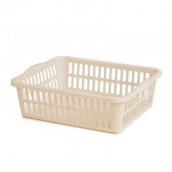 Bora Plastik Patterned Fruit Basket No:2, 27.5x22 cm, Cream - Bora Plastik