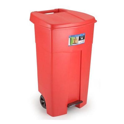 Bora Plastik Pedallı Çöp Kovası, 125 L, Kırmızı - 1