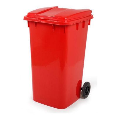 Bora Plastik Pedallı Çöp Kovası, 240 L, Kırmızı - 1