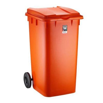 Bora Plastik Pedallı Çöp Kovası, 240 L, Turuncu - 1
