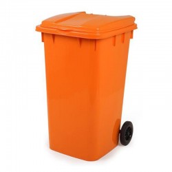 Bora Plastik Pedallı Çöp Kovası, 240 L, Turuncu - Thumbnail