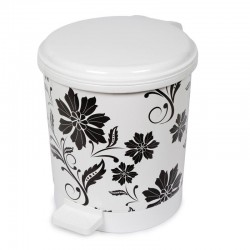 Bora Plastik Pedallı Çöp Kovası, Çiçek Desenli, No: 0, 3 L - Bora Plastik