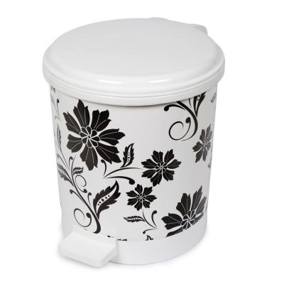 Bora Plastik Pedallı Çöp Kovası, Çiçek Desenli, No: 0, 3 L - 1