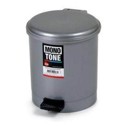 Bora Plastik Pedallı Çöp Kovası, No: 1, 6 L, Gri - 1