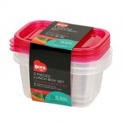 Bora Plastik Rectangular Storage Container, 3 pcs, 500 ml - Bora Plastik