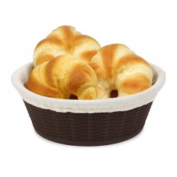Bora Plastik Round Bread Basket with Wicker Pattern, Cloth Covered, 23.5 cm - Bora Plastik