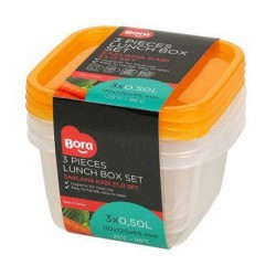 Bora Plastik Square Storage Container, 3 pcs, 500 ml - Bora Plastik