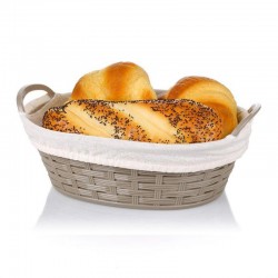 Bora Plastik Straw Patterned Oval Bread Basket, Cloth Covered, 24 cm - Bora Plastik