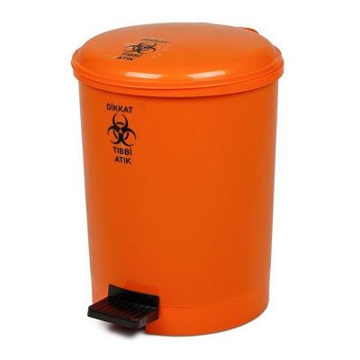 Bora Plastik Tone Pedallı Tıbbi Atık Çöp Kovası, No: 3, 20 L, Turuncu - 1