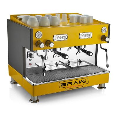 Brawi Tall Cup Fully Automatic Espresso Coffee Machine, 2 Groups, Yellow - Brawi