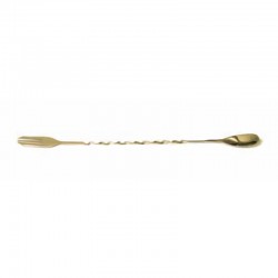 Biradlı BRD-682 Burgulu Çatallı Bar Kaşığı, 33 cm, Altın - Biradlı