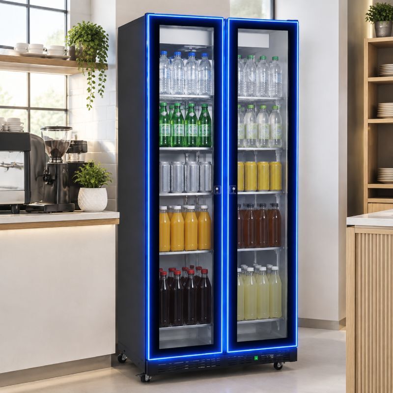By Kitchen DSC-800 Dik Tip Şişe Soğutucu Dolap, 2 Kapılı, 490 L, Siyah - By Kitchen