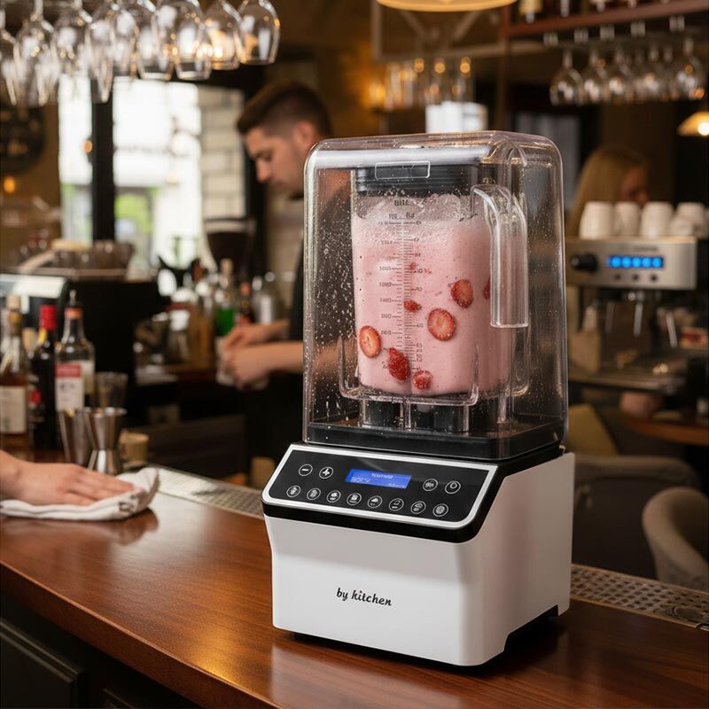 By Kitchen Vortex Silencer Pro Gürültü Önleyici Kapaklı Dijital Bar Blender, 2 L, 1800 W, Beyaz - By Kitchen