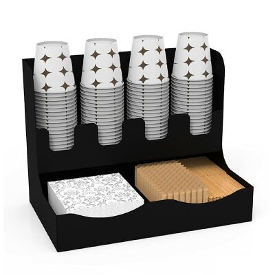 Cafemarkt 16 Oz Bardak Uyumlu Çay ve Kahve Organizasyon Standı, 38.2x20x25 cm, Siyah - Cafemarkt