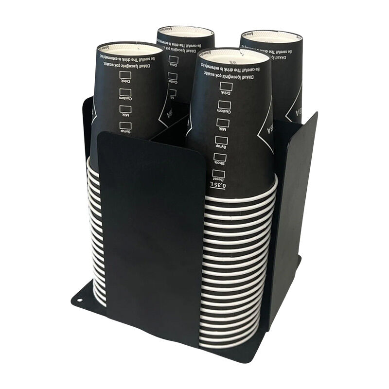Cafemarkt 16 Oz Cup Compatible 4 Compartment Rotating Cardboard Cup Stand, Black - Cafemarkt