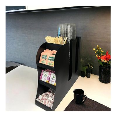 Cafemarkt 2 Bölmeli 16 Oz Bardak Uyumlu Karton Bardak Standı, 11.5x38.2x34 cm, Siyah - Cafemarkt