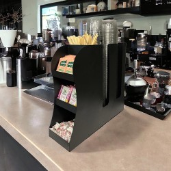 Cafemarkt 2 Bölmeli 16 Oz Bardak Uyumlu Karton Bardak Standı, 11.5x38.2x34 cm, Siyah - 5