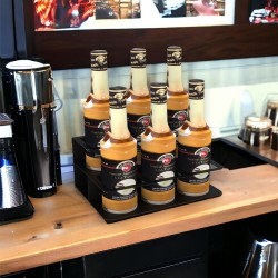 Cafemarkt حامل شراب وصلصة بطبقتين مع 6 حجرات، أسود - 3