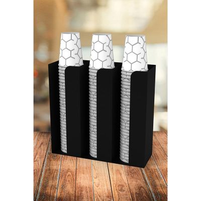 Cafemarkt 3 Bölmeli 16 Oz Bardak Uyumlu Özel Karton Bardak Standı, 32x10x30 cm, Siyah - Cafemarkt