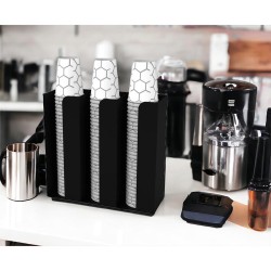 Cafemarkt 3 Bölmeli 16 Oz Bardak Uyumlu Özel Karton Bardak Standı, 32x10x30 cm, Siyah - 6