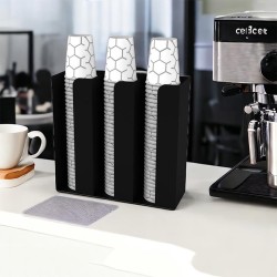 Cafemarkt 3 Bölmeli 16 Oz Bardak Uyumlu Özel Karton Bardak Standı, 32x10x30 cm, Siyah - 7