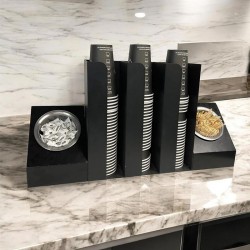 Cafemarkt 3 أكواب كرتونية ذات 3 حجرات كرتون 2 حجرة تقليب وحامل حلوى، أسود - 2